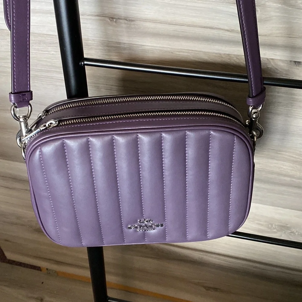 NWT- Coach Linear Quilted Nappa Leather Jes Crossbody, Amethyst